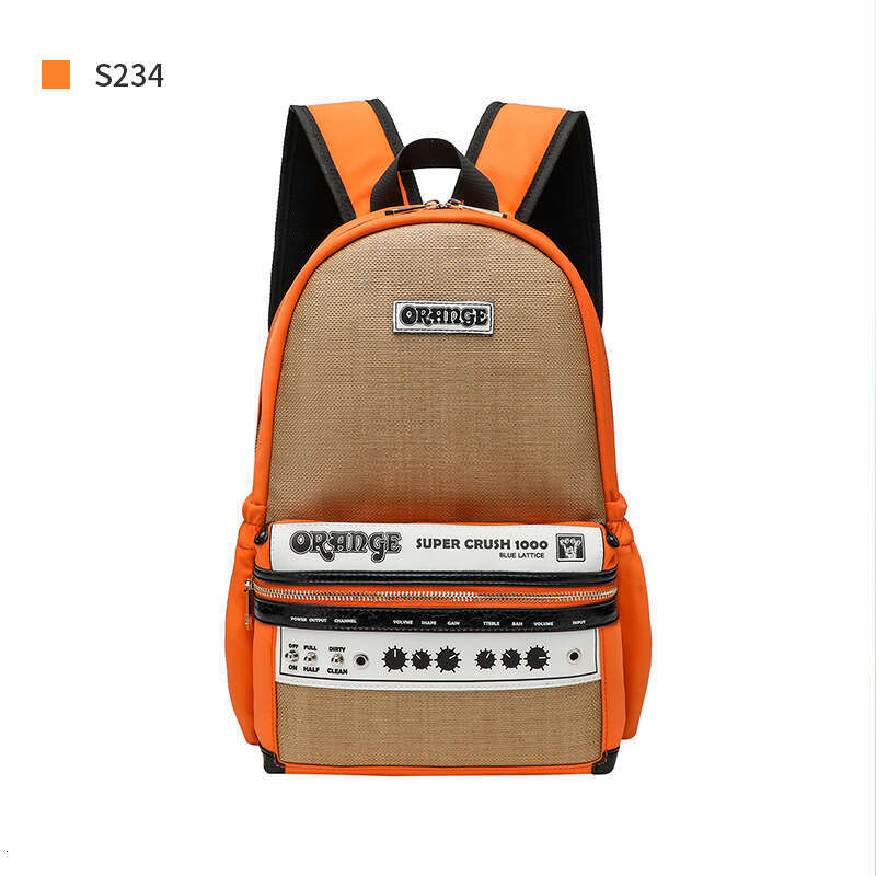 Backpack men's orange speaker backpack large capacity trendy casual street personality fashionable backpack