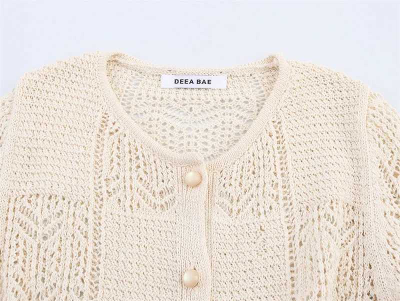 2025 New Summer Womens Cardigan White Jacquard Mesh Knit Jacket with Pearl Buttons Fashionable Personality Casual and Versatile X250724