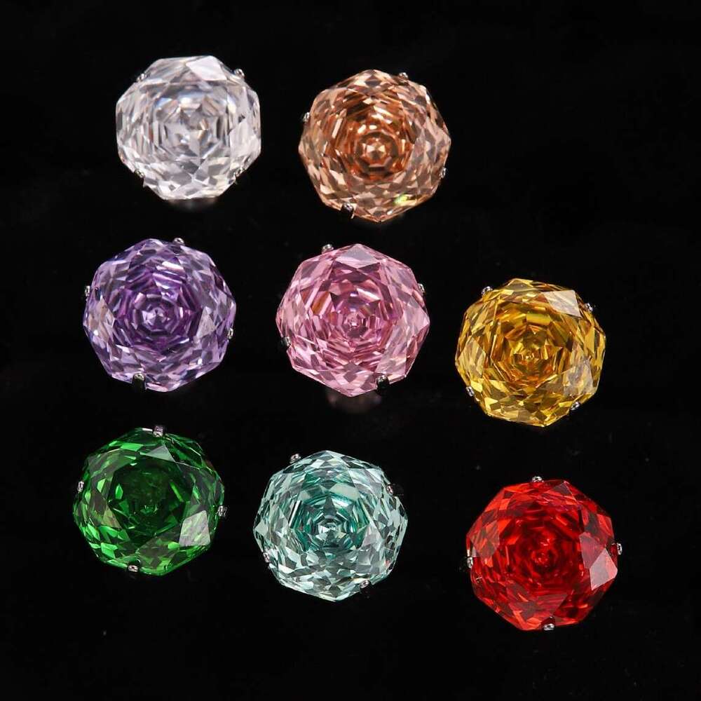 Octagonal Millennium Rose Cut Crystal Zircon Earrings for Women High-end Lip Body Piercing Jewelry Ear Bone Stud