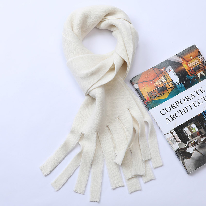 K1464 100% pure wool scarf autumn and winter new solid color scarf warm high-end gift versatile men and women friends small neck scarf thick