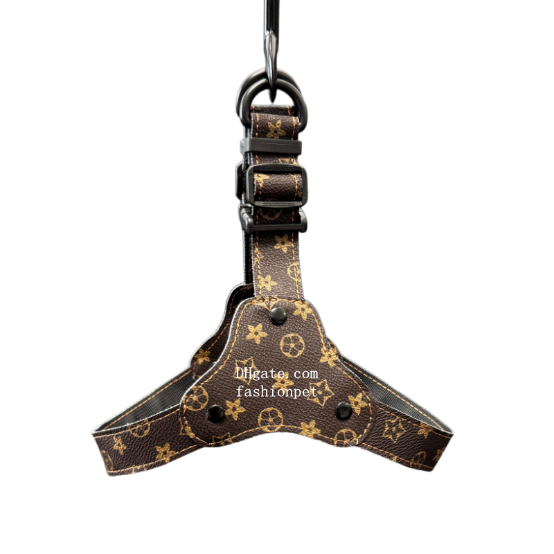 Classic Print Y-Shape Pet Dog Harness and Leash Fashionably Functional Gear for Trendsetting Dogs Everywhere Luxury PU Leather Dog Harness for Small M
