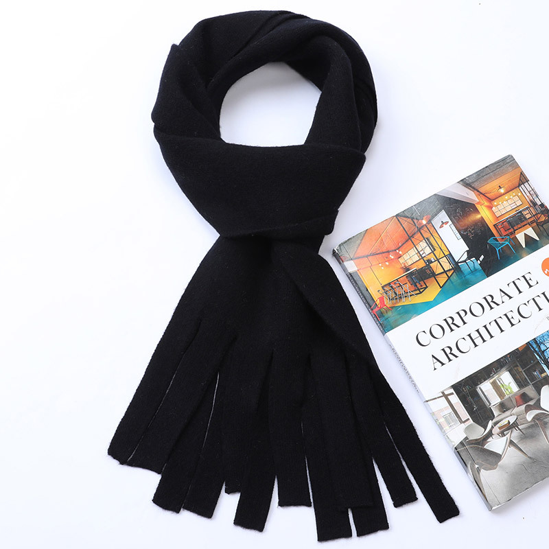 K1464 100% pure wool scarf autumn and winter new solid color scarf warm high-end gift versatile men and women friends small neck scarf thick