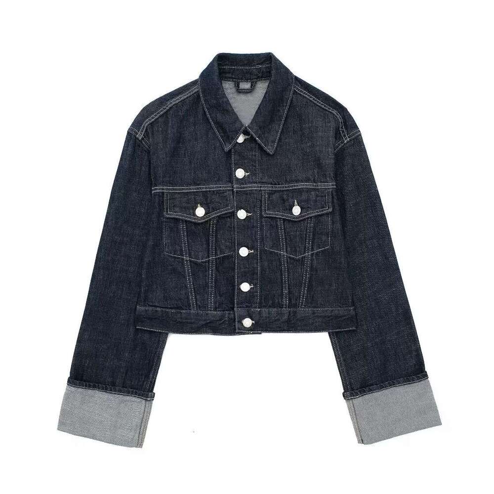 TRAFZA Autumn New Style Wind Denim Jacket With Rolled Hem Jeans B5