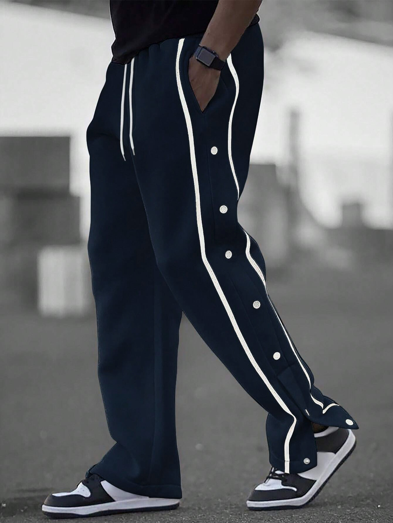 Free shipping designer pants for man Buckle casual pants high street trendy brand