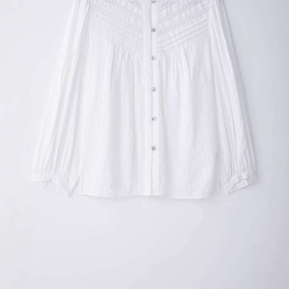 TRAFZA Style Women's Clothing Ruffled Trim Round Neck Long Sleeve Vertical Lace Plaid Shirt B5