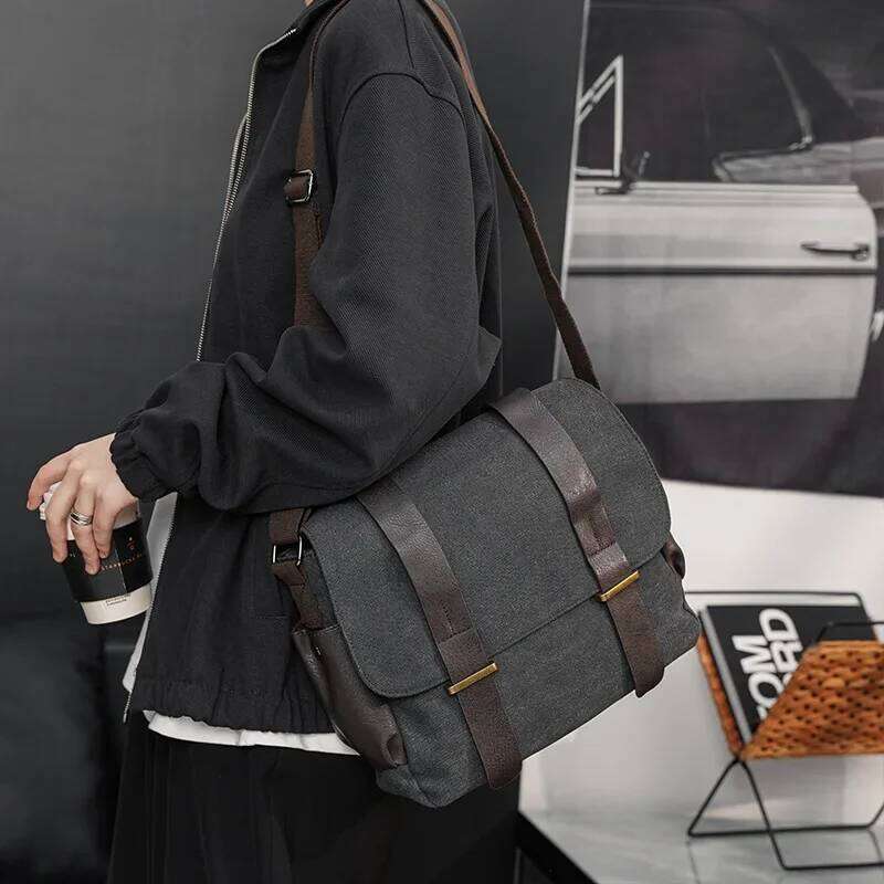 Fashion Casual Canvas Messenger Men Crossbody Bags High Quality Computer Document Travel Shoulder Bag Satchels Male