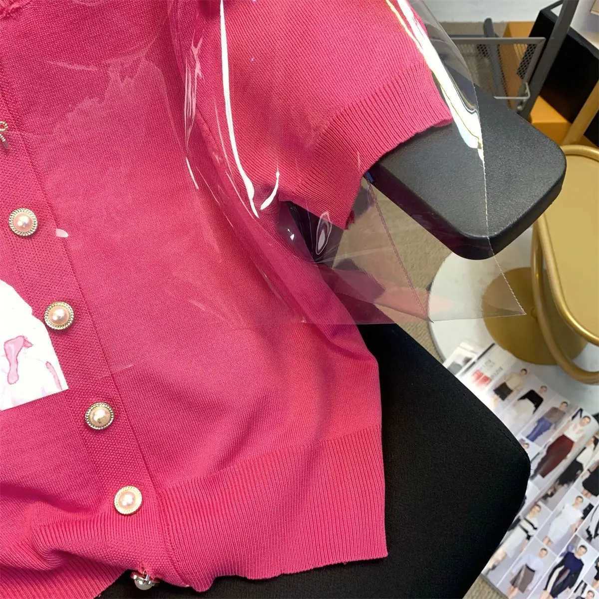 Female Casual Korean Puff Sleeve Knitting Cardigan Summer Temperament Buttons Solid Color O-neck Top Womens Simplicity Tops X250724