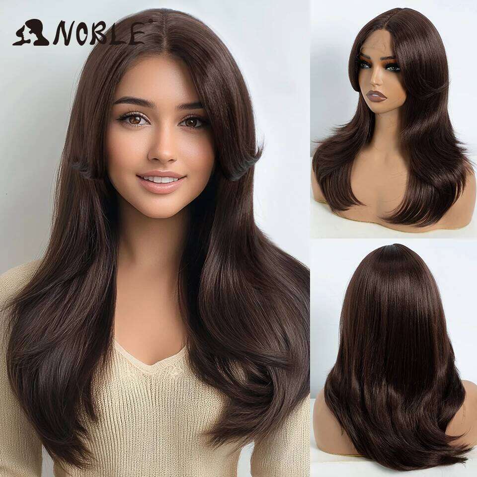 Noble Synthetic Front Ombre Human Hair Straight Cosplay Part Blonde Wigs For Women Synthetic Lace Wig