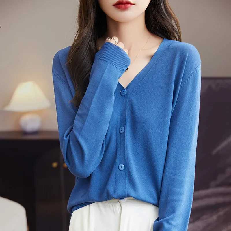 Casual Women Cardigans Spring Summer Loose V-neck Sweater High Stretch Single Breasted Cardigan Fashion Korean Knit Cardigan X250724