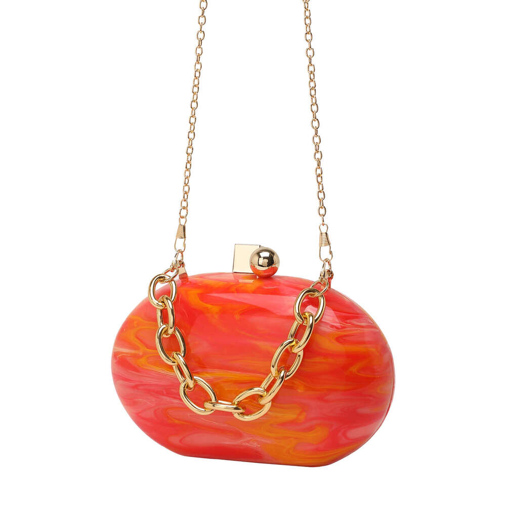 Designer Luxury Evening Diamond 2024 New Oval Acrylic Evening Fashion Chain Crossbody Shoulder Handheld Clutch Bag