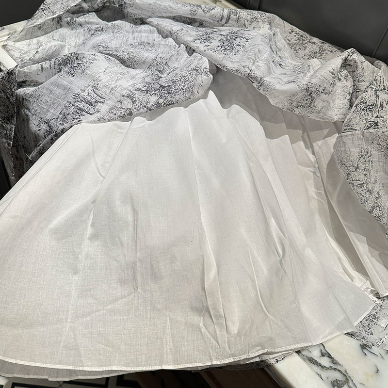 Ladies Printed A-Line Skirt Classic Designer High Waist Pleated Skirt Y2K Floral Print Luxury Resort Wear S0751