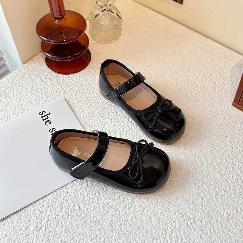 Little Girl Leather Shoes Spring Autumn Simple Bowtie Children Princess Shoes 2025 Trend Versatile Kid Casual Fashion Flat Shoes XJ250724