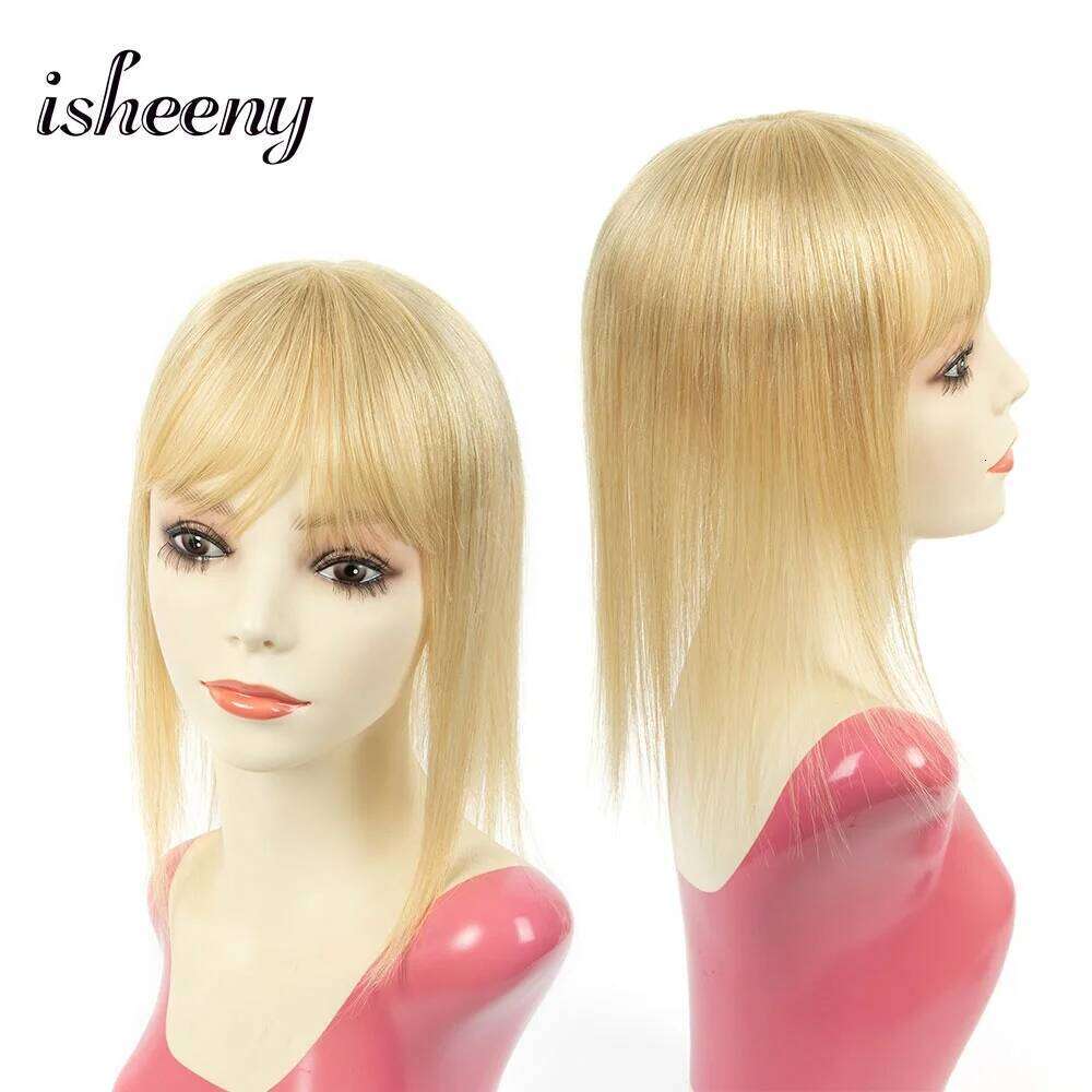 Blonde Real Human Topper 20-35cm Natural Straight Piece 8x12cm Hair Net With Bangs Black Brown 10 Colors for Women