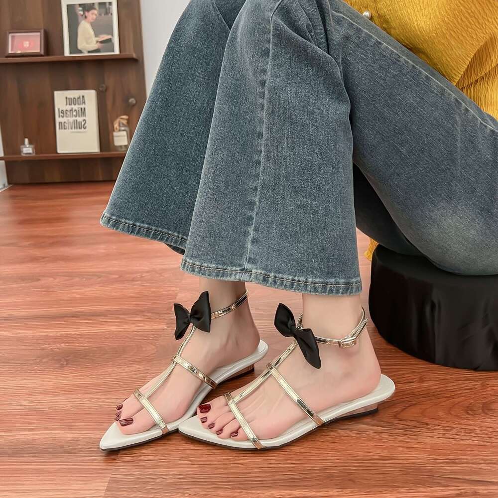 Summer Sexy Pointed Open Toe Wedge Sandals Women's Outdoor Wear High-end Versatile Breathable Shoes