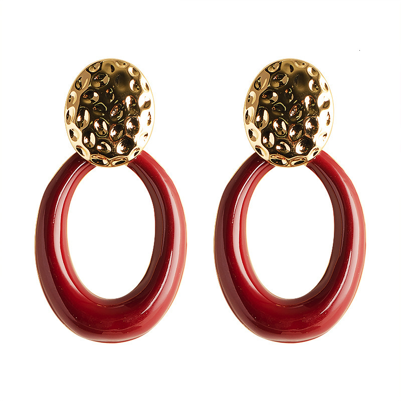 Enamel Geometric Large Hoop Earrings for Women Fashionable and Elegant Sier Needle Ear Jewelry