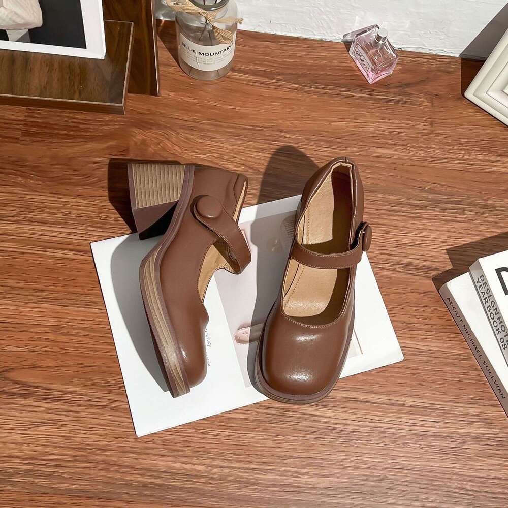 Designer Spring Mary Jane High Heels Women 2025 Korean Style Casual Big Toe for Outdoor Wear Shallow Mouth Women's Shoes