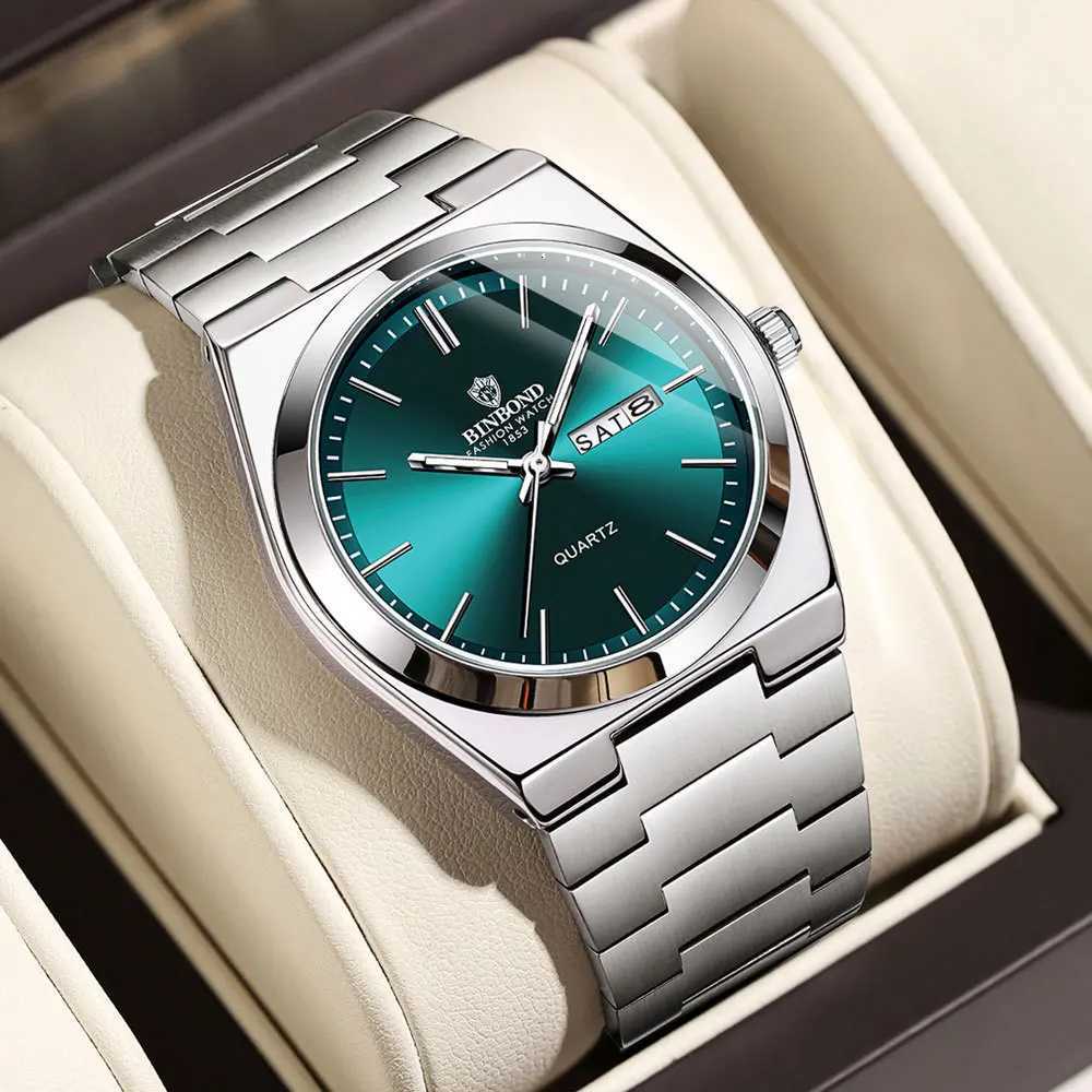 uthai men watch light luxury brand stainless steel double calendar waterproof male business leisure fashion quartz clock watches W250724