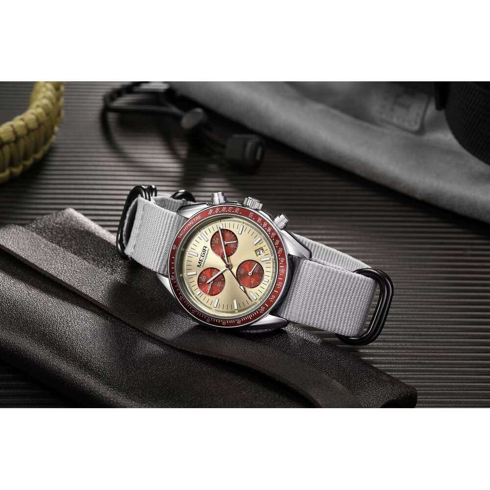 DHwatches MEGIR Men's Sports Watch - Nylon Strap, 30M Waterproof, Chronograph, Luminous, Quartz Wristwatch for Active Men