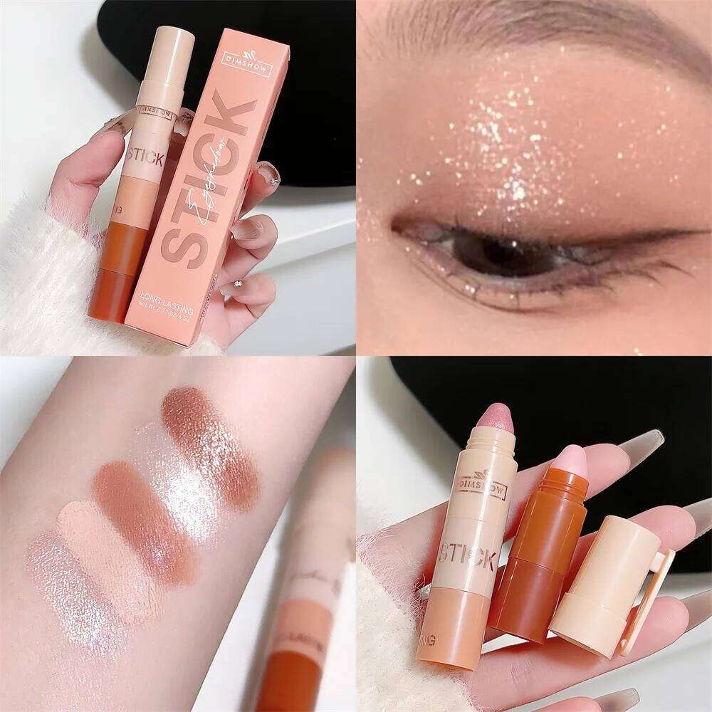 5-in-1 lti-pose Eyeshadow Stick Shimmery Glitter High-Shine Coral Brown Easy to Use Smooth Lip & Highlighter Pen Makeup X250723 X2507