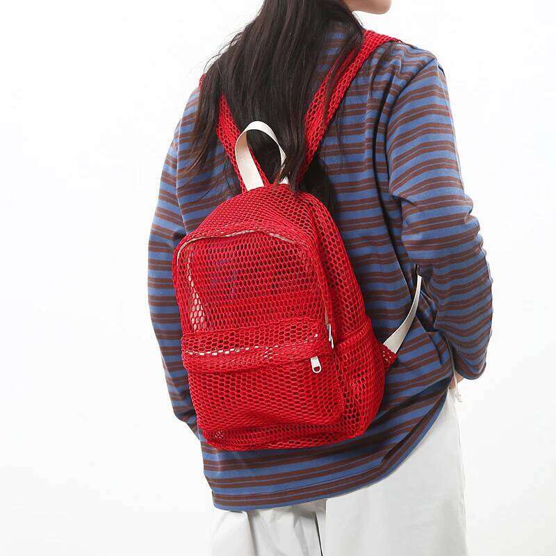 Small Mesh Backpack Bags Women Solid Color Back Packs Females Travel Simple Beach Student School Backpacks