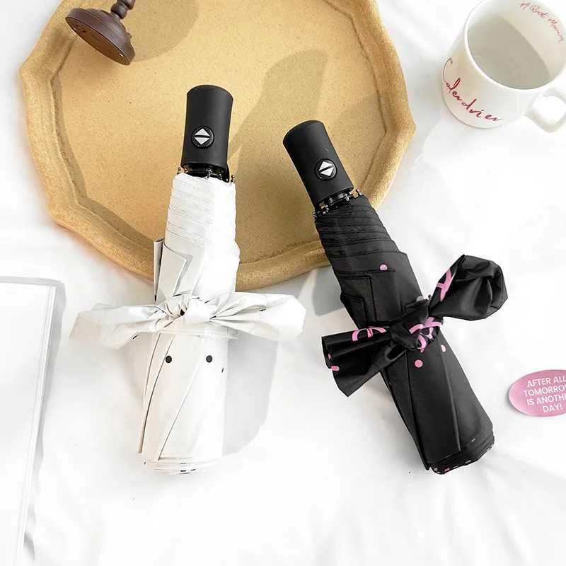 Polka Dot Bowknot Umbrella for Women - UPF50+ Premium Sunshade Rainproof Manual Fold High-Density Fabric R250724
