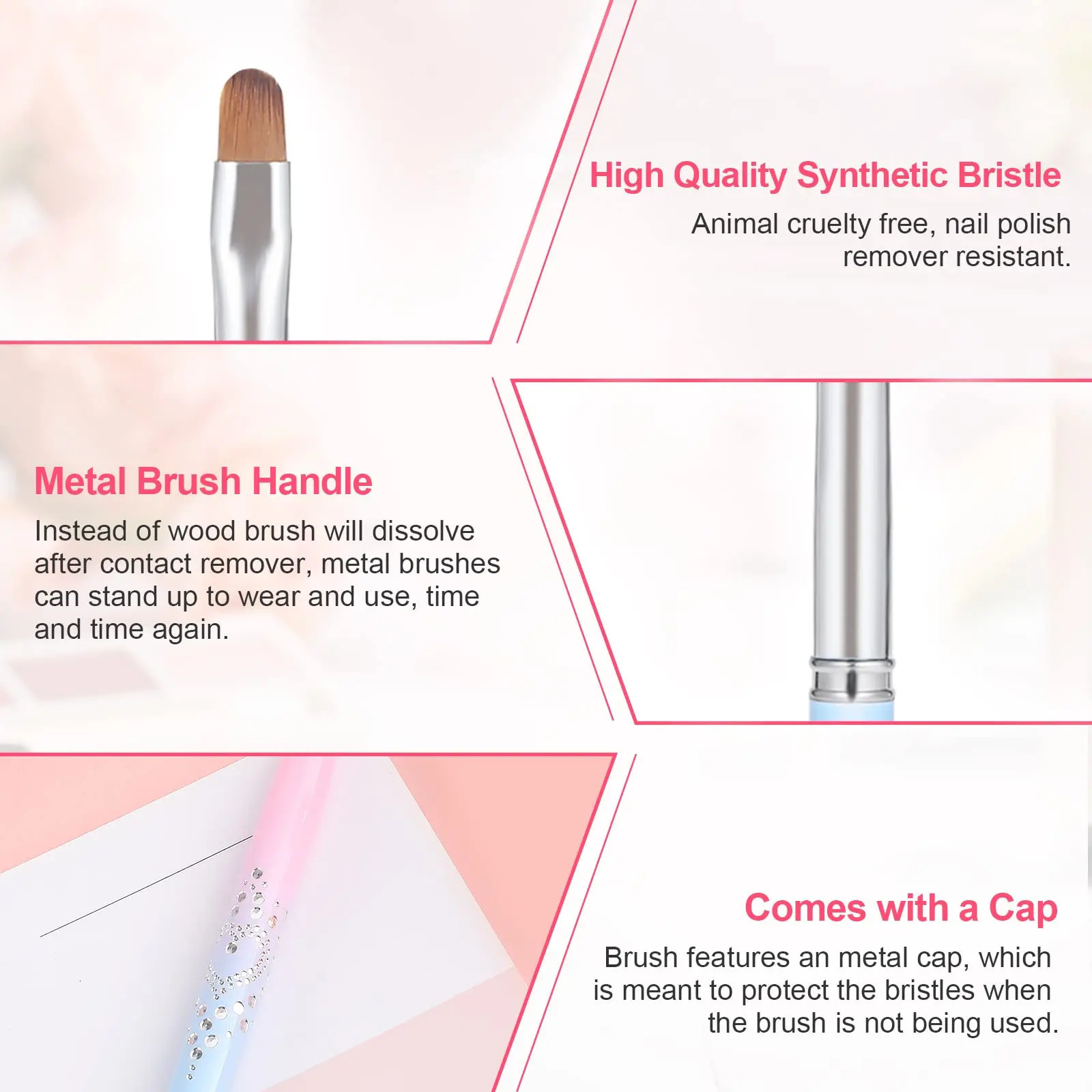 Nail Art Clean Up Brushes Painting Brushes for Nails with Round Angled Head Pen Painting Tools for Nail Art n 250716
