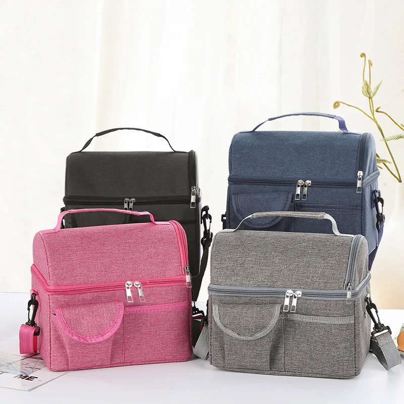 Portable Lunch Bags Large Capacity Multi-pocket Ice Bag Thermal Insulation Picnic Crossbody Chilled Fresh Lunch Box Storage Tote 250723