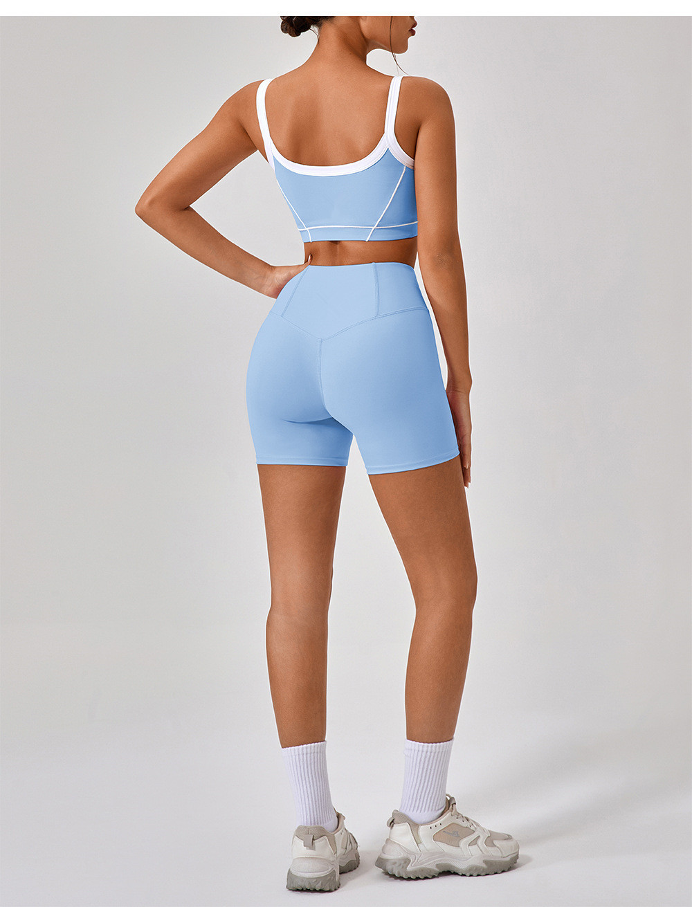 305 Womens Outfit Yoga Sets Two Pieces Shorts Vest Sport Running Gym Short Pant High Waist Sportwear Elastic Fast Dry