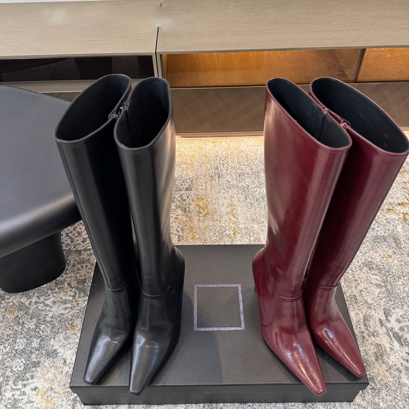 Winter And Spring Boots Designer Knee Boots Classic Women High Heels Long Length Boot Oil Wax Leather Side Zipper High Boots Top Quality Winter Knight Boot 9.5cm Heel