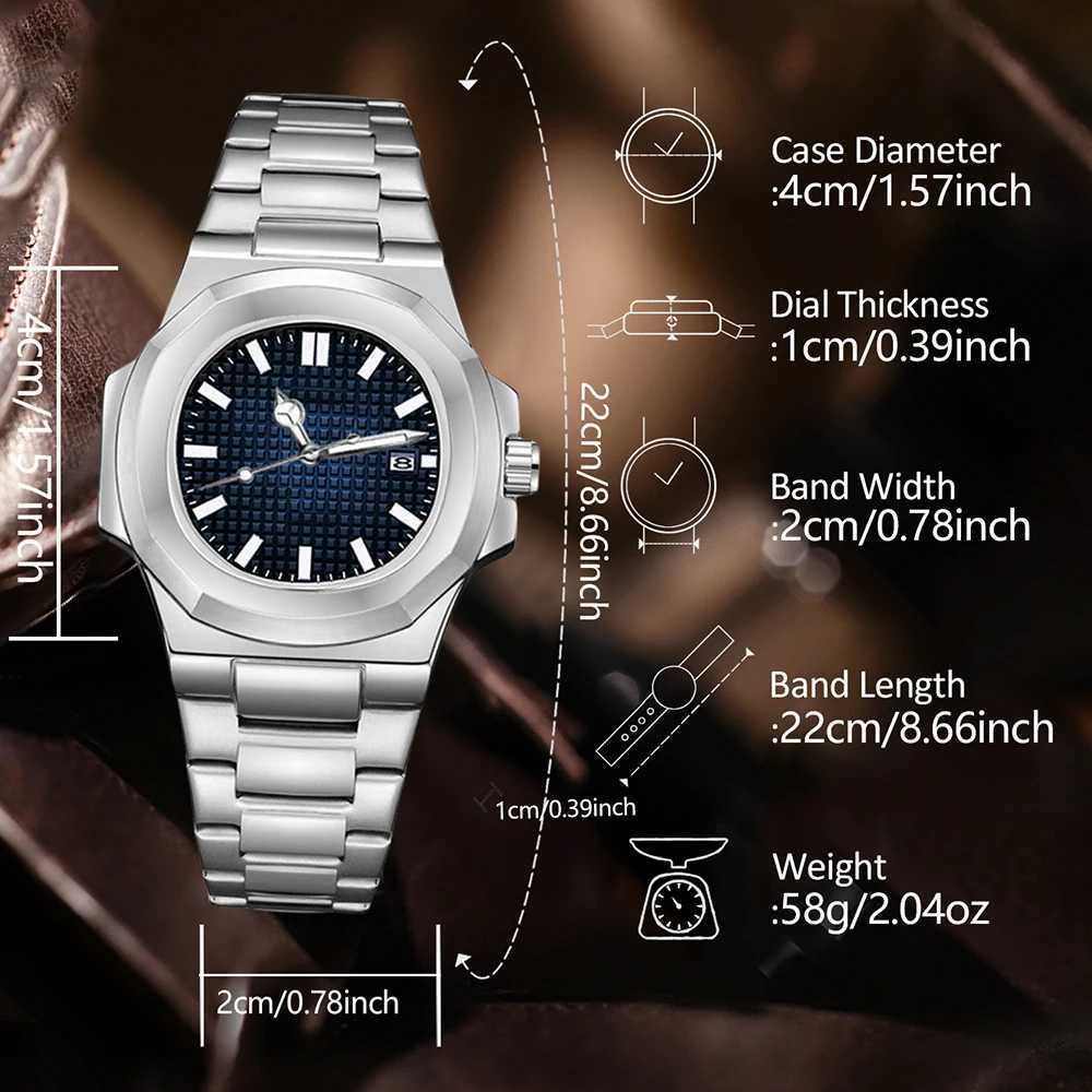 1PCS Silver Mens Watch Fashion Trend Simple Wind Strap Calendar Quartz Watch Suitable for Daily Clothing Matching Perfect Gift W250724