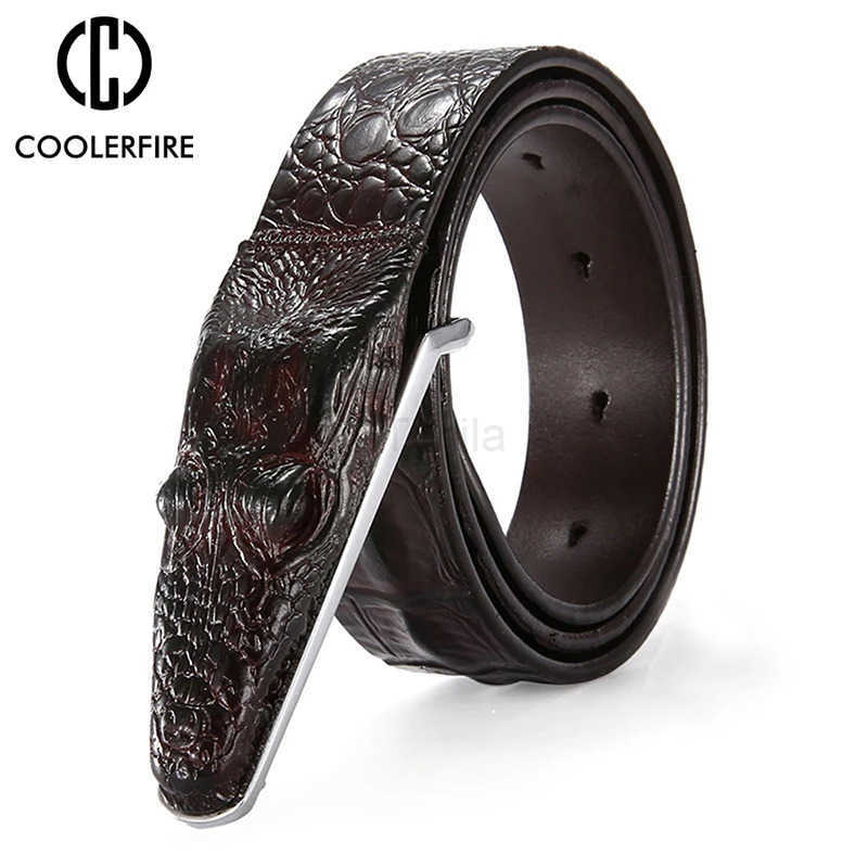 New Men Luxury Belts Snake Buckle Crocodile Pattern Genuine Leather Belts for Men High Quality Vintage Brand Jeans Strap ZD2110 U250724