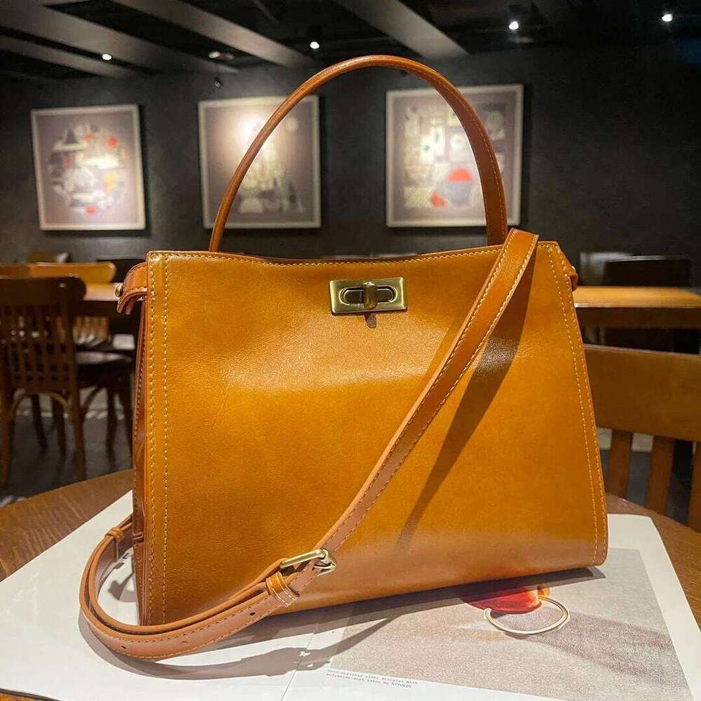 Oilwax Real Cow Tote Small Vintage Genuine Leather Handbag Women Fashion Ladies Shoulder Or Crossbody Bag