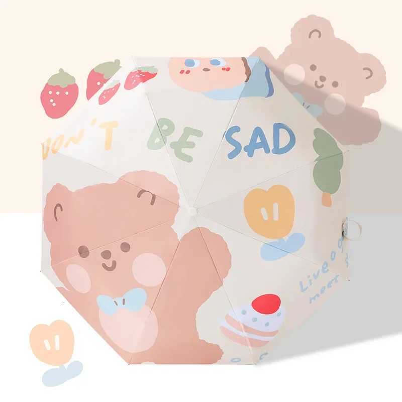 Mini Folding Automatic Umbrella Anti UV Sun Umbrella Cartoon Bear Portable for Adults and Children Sun Umbrella R250724