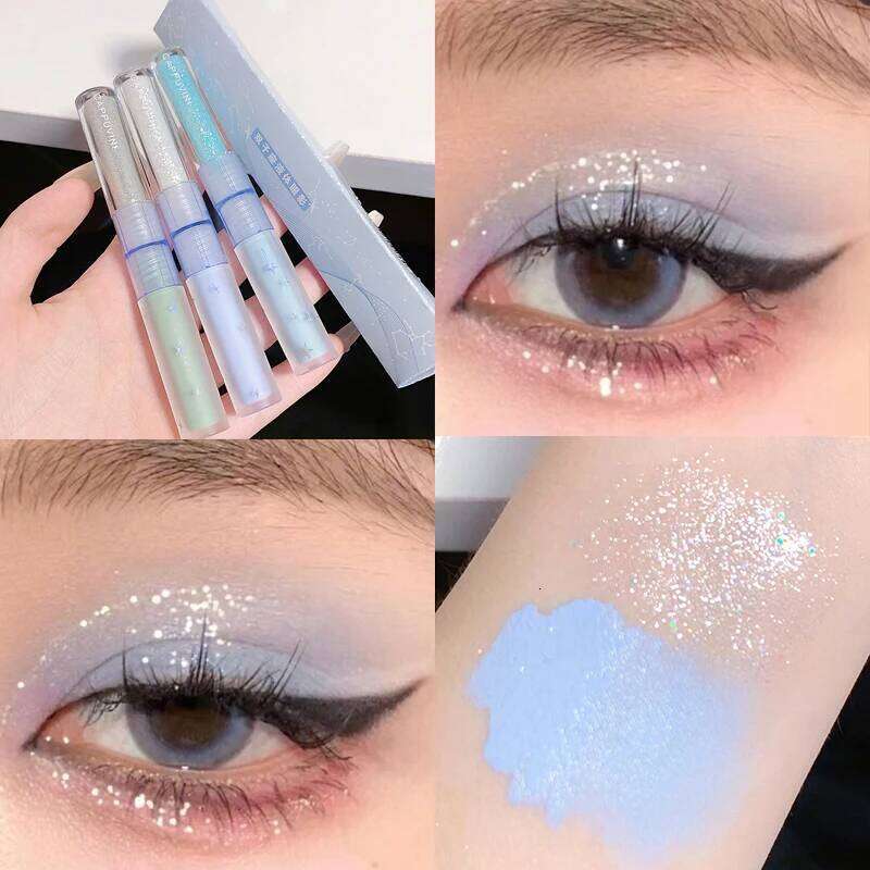 Double headed liquid eyeshadow with matte pearlescent finishes is portable and can be applied in one go X250723 X250724