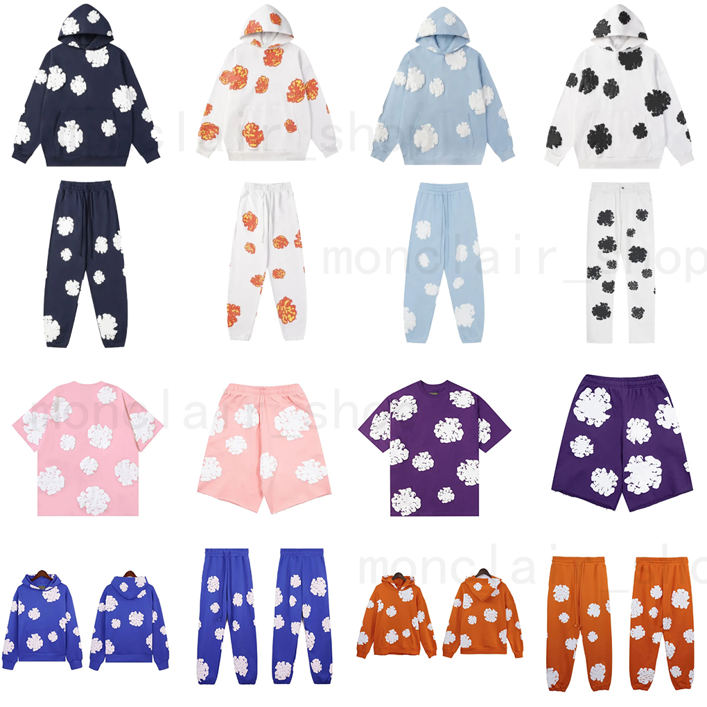 hoodie designer Mens denim hoodie short t shirts pullover hooded shorts designer for man and woman hip hop fashion sweatpants Cotton Wreath Sweatshirt 02