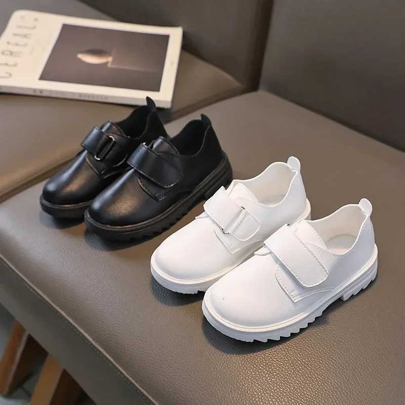 Boys Leather Shoes Solid Color Children Girls Casual Loafers Soft Hook Loop Cute Kids Fashion Performance Shoes 2024 New XJ250724