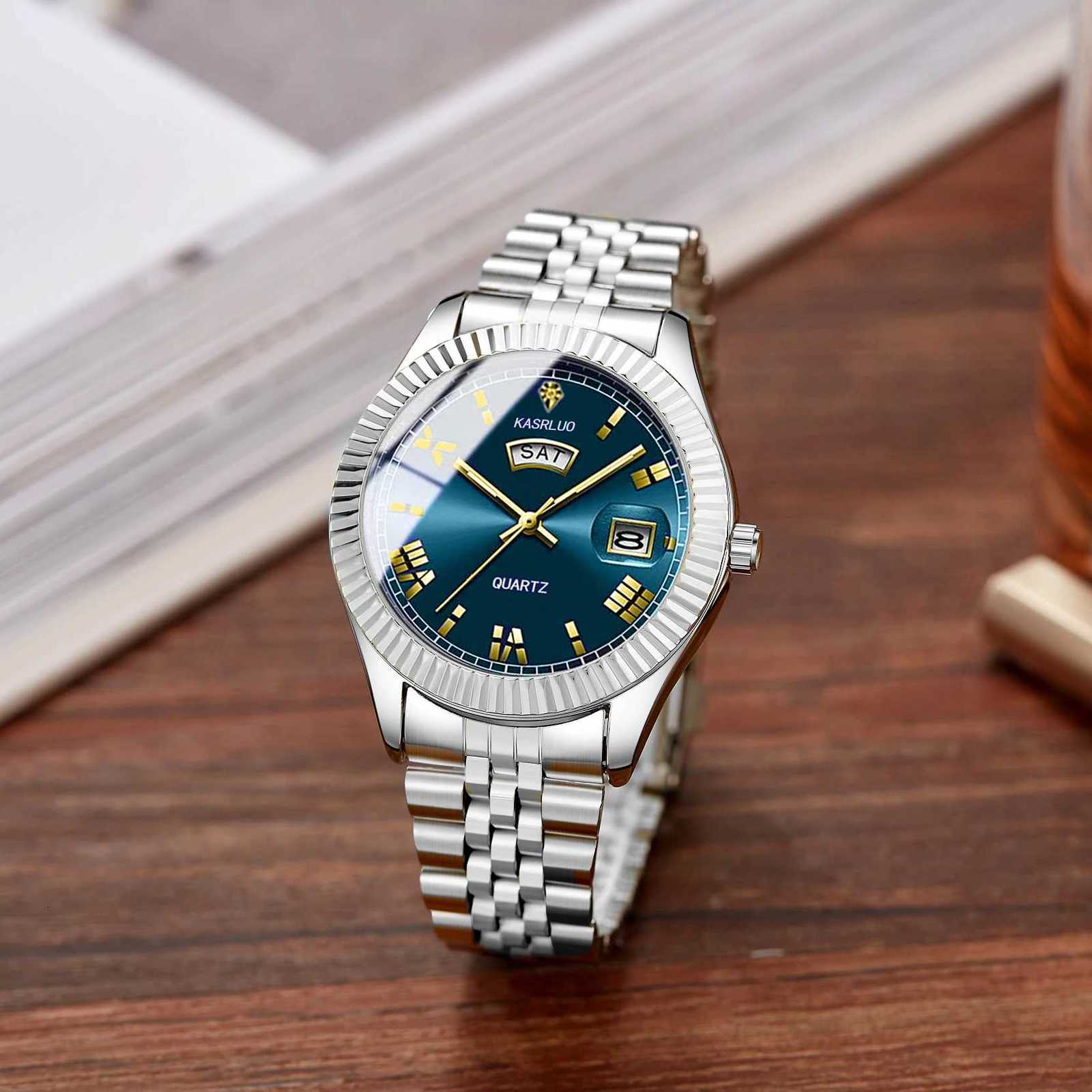 Mens Watch Log Roman Numerals Casual Fashion Stainless Steel Premium Luxury Business Quartz Watch W250724
