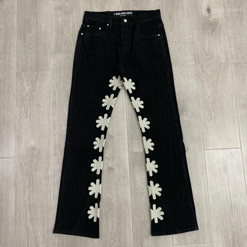 Men's Jeans Retro Hip-hop Style Street LOST SHDWS Creative Embroidered Flower Logo Casual Pants Men Women Lostshdws Denim Trousers