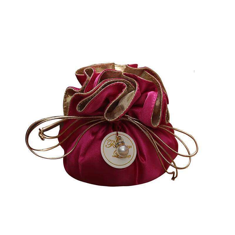 Exquisite Double-Sided Two-Color Silk Flower Bud Shape Small Wedding/Festival Gift Packaging Bag