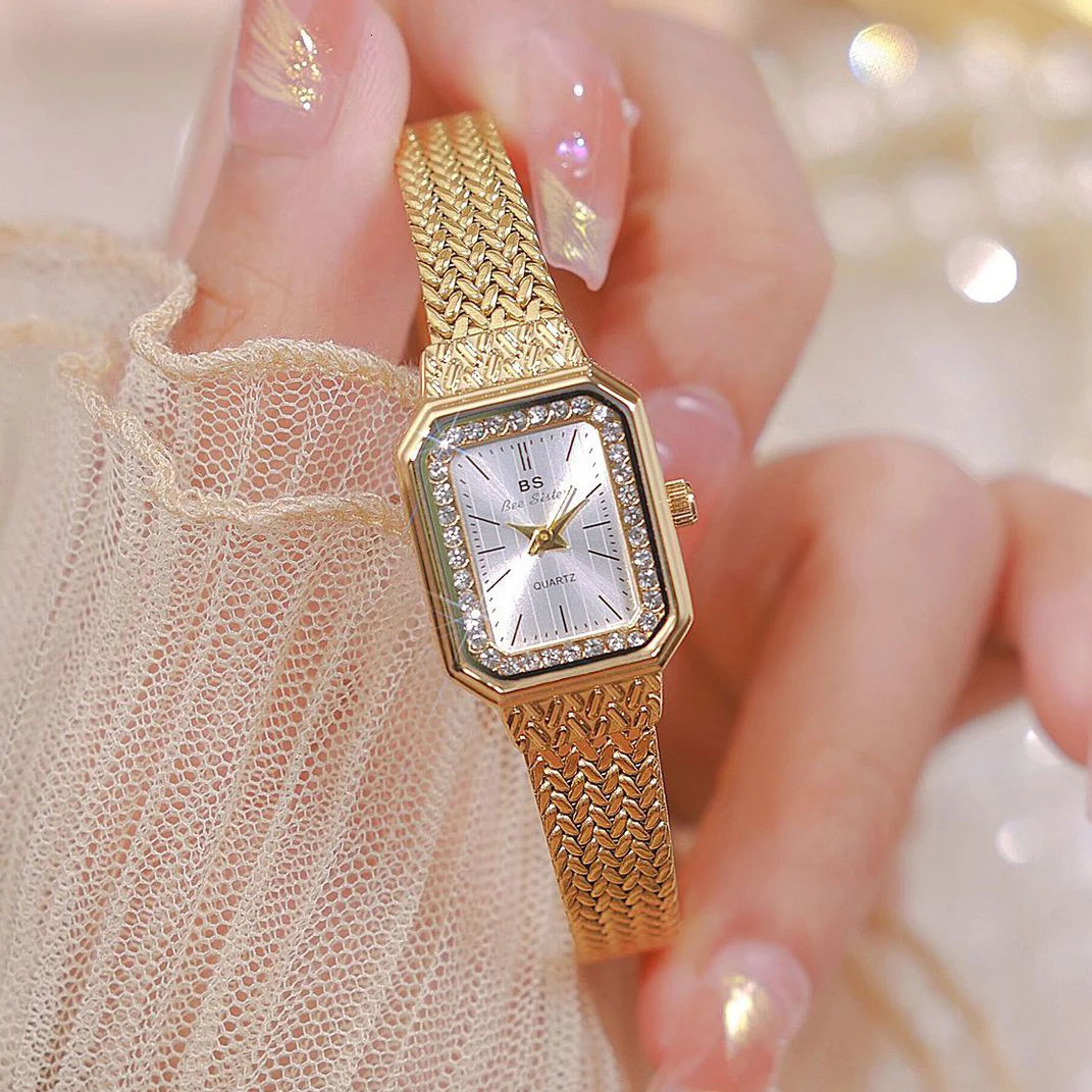 Fashion Watches For Womens Gold Classic Square Rhinestone Ladies Watch Quartz Waterproof Wristwatches Women Dress Clock 250723