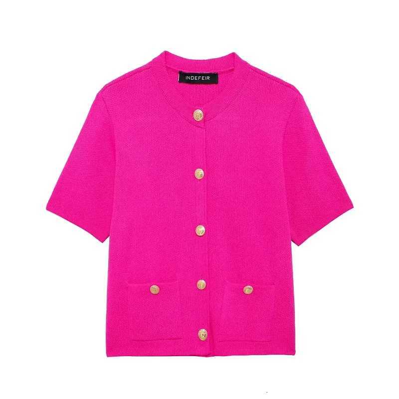 2024 Spring Autumn Elegant Short Sleeve Knitted Outerwear for Women Elegant Short Sleeve Jacket Coat Ladies Fashion Casual White Rosered Knit Coat X25