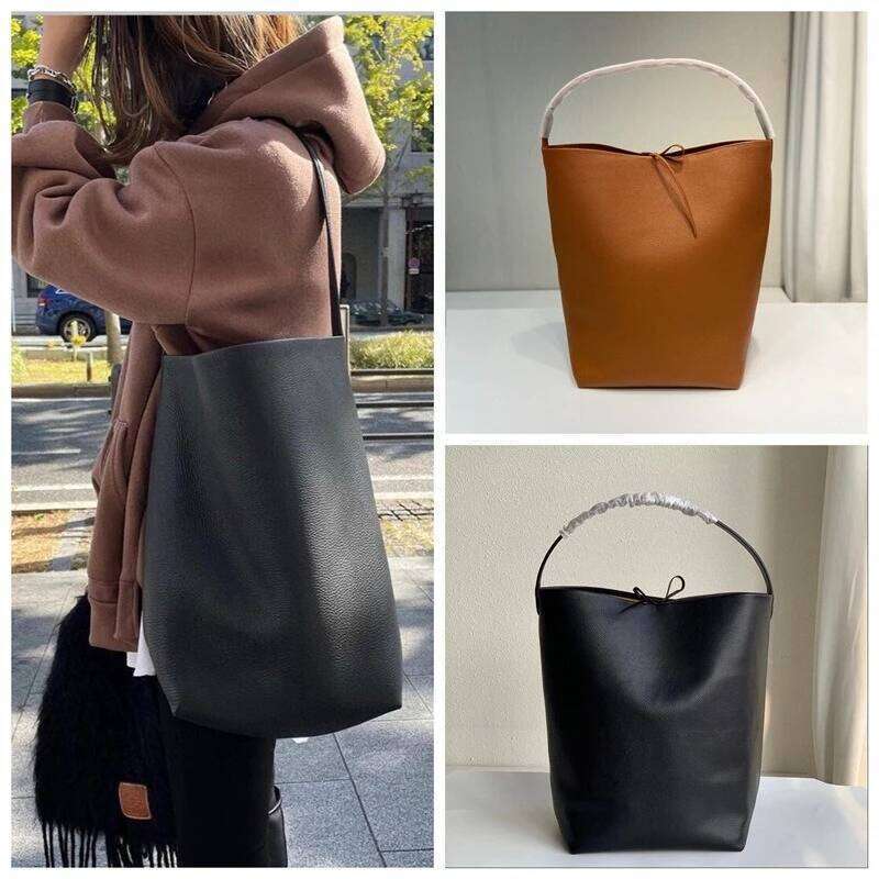 Luxurious designer 2025 High Quality Genuine Leather Litchi Pattern Large Capacity Bucket Bag