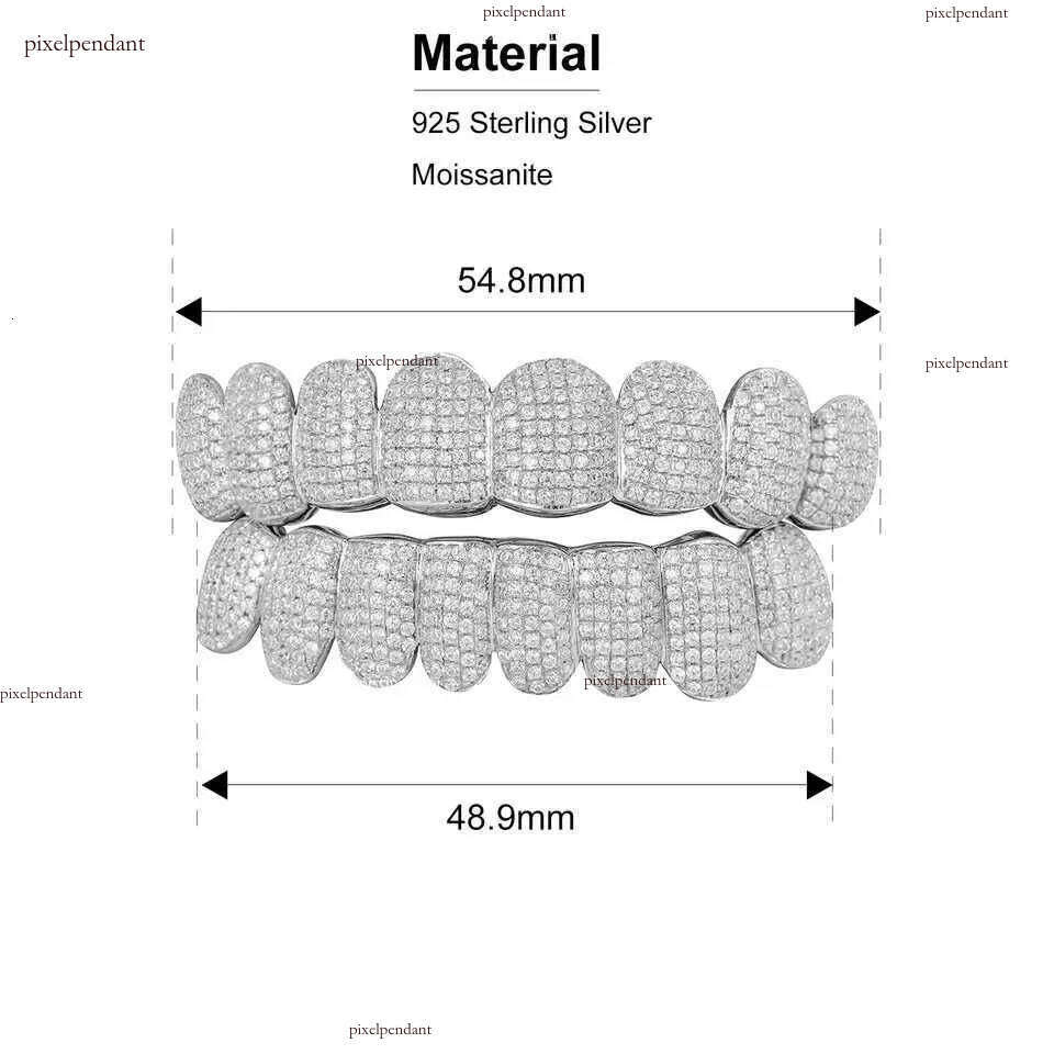 Exclusive customization Moissanite Teeth Grillz iced out Hop Sier decorative braces Real Dia Bling Tooth Grills For Men 2128990