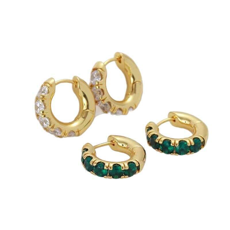 Jewelry Green Zircon Copper Plated Real Gold Designer Women's Personalized Earrings