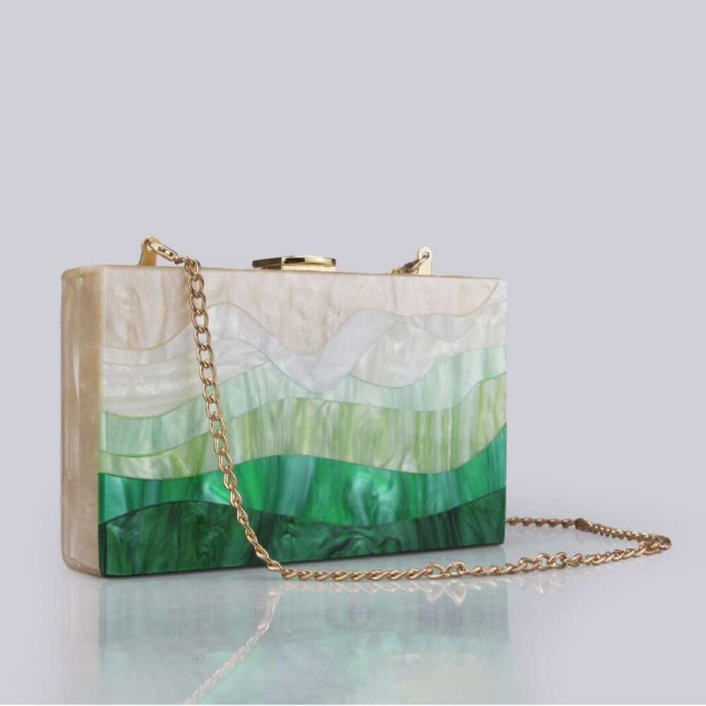 Designer Luxury Evening Diamond Evening Patchwork Trendy Acrylic Single Shoulder Chain Bag for Women