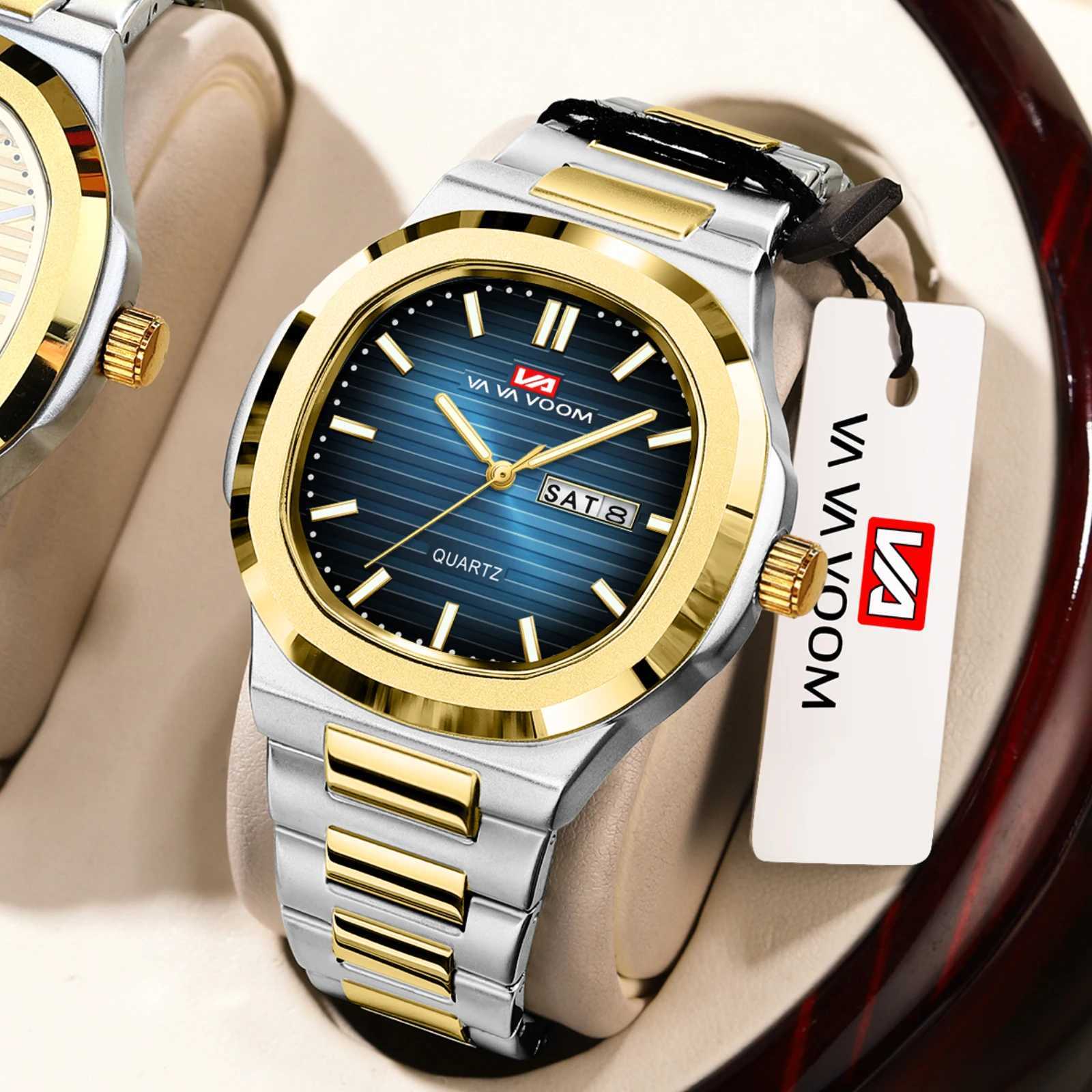 Luxury Men Watch Top Brand Classic Business Style Stainless Steel Dual Calendar Quartz Movement Wrist Watch for Men Mens Watch W250724