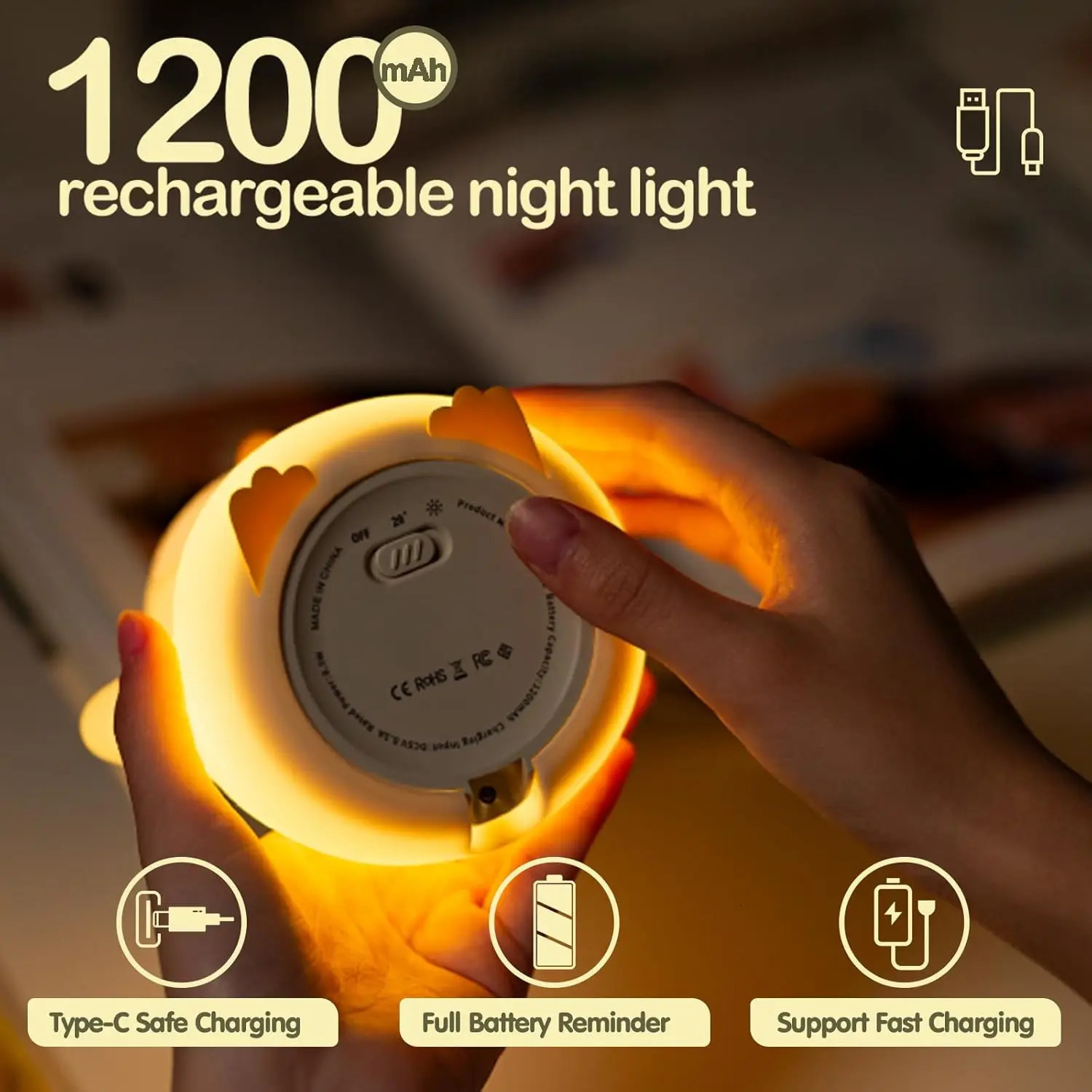 Cute Night Light for Kids Bedroom Rechargeable Animal Silicone Nursery Lamp Touch Control Nightlight Baby Gift 250716