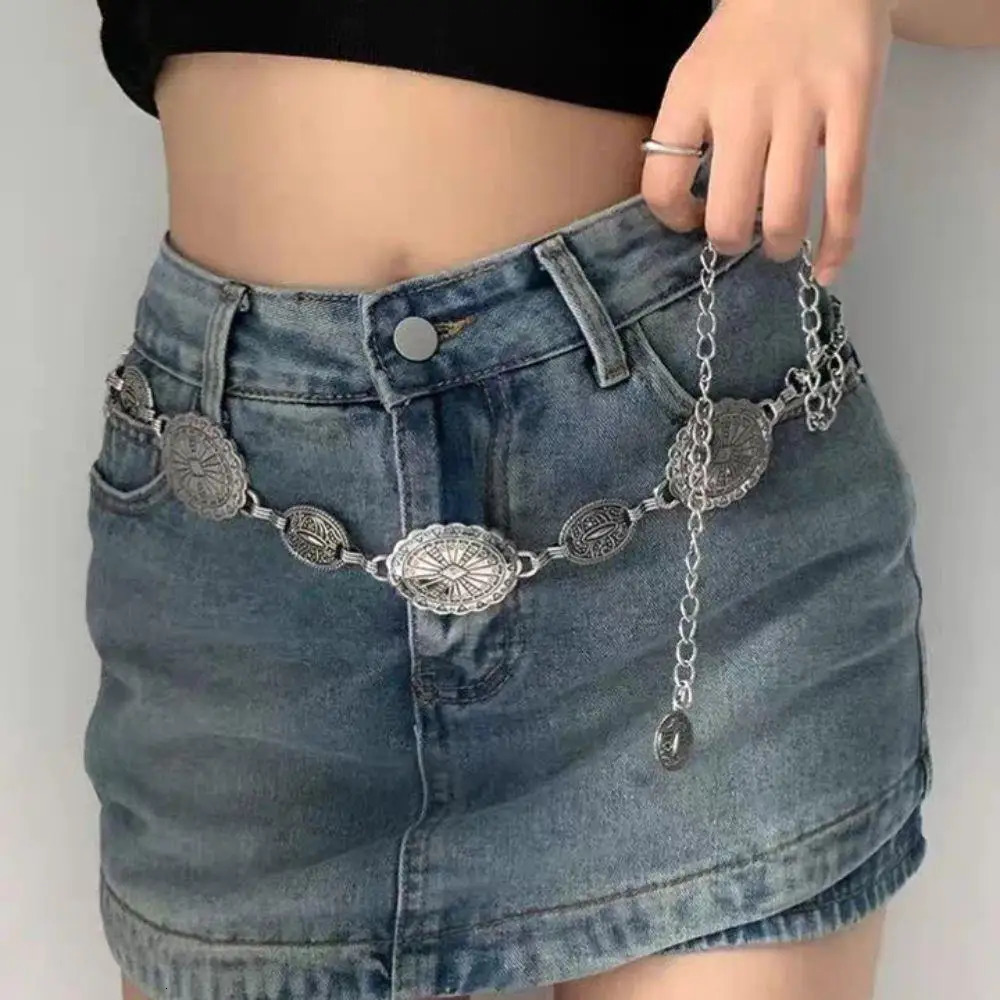 Bohemian Ethnic Style Womens Belts Cowgirl Western Country Chain Belt Adjustable Waistband Sweaters Dresses Jeans Accessories 250722