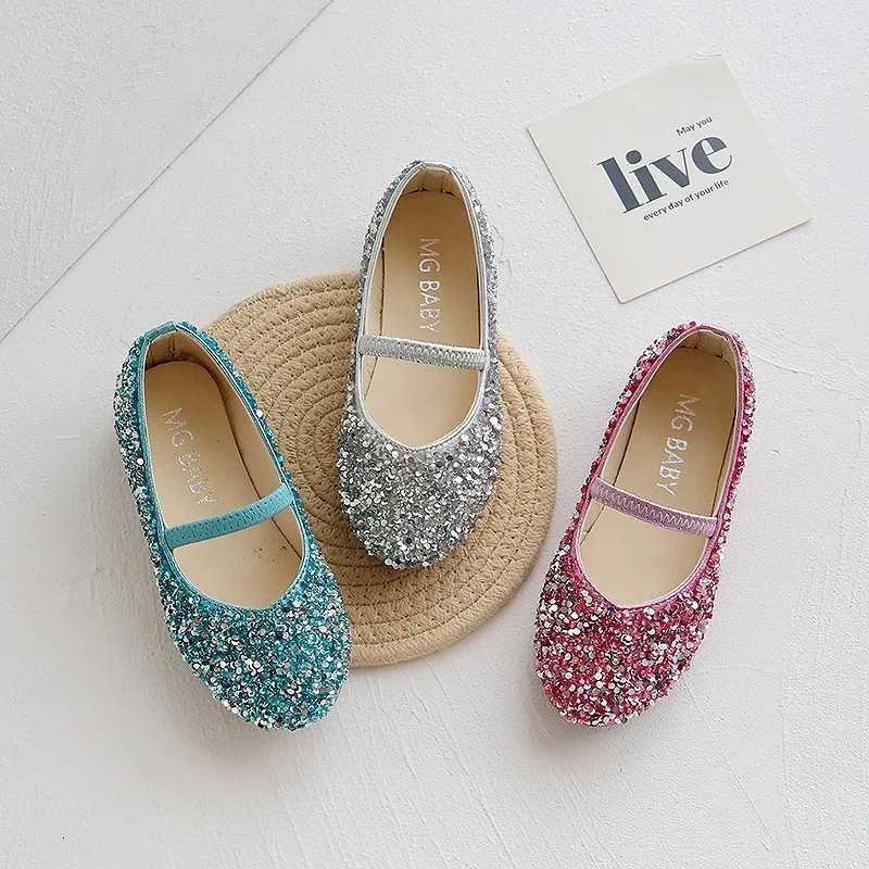 2025 Spring Autumn Girls Princess Shoes Pair Bling Sequins Children Oxfords Soft PU Leather Shoes For Girls Pink Silver Blue XJ250724