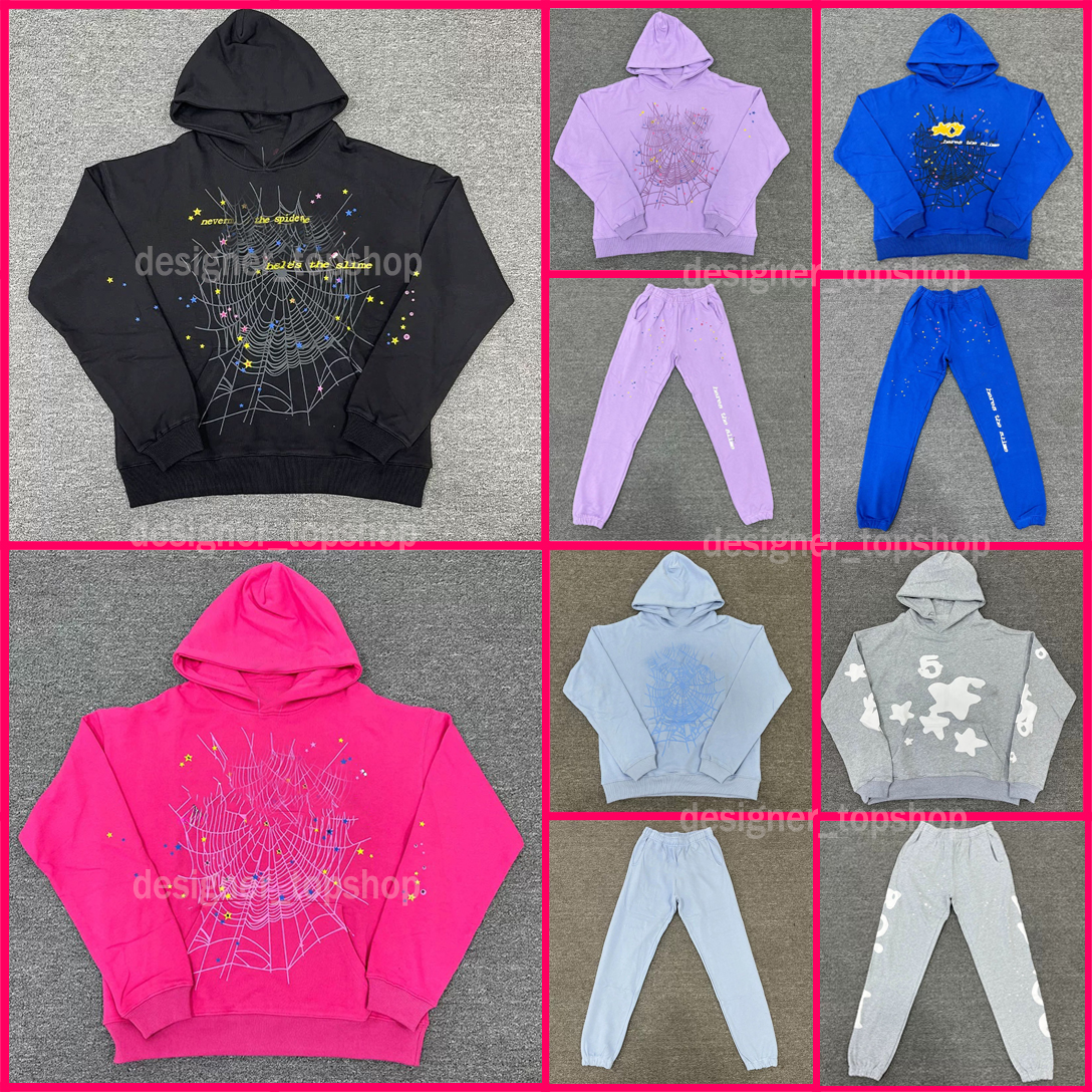 designer hoodie men spider hoodies fashion graphic hoodie and hight quality pants Stree puff print web hoodies Loose skin-friendly tracksuits us size s-xl